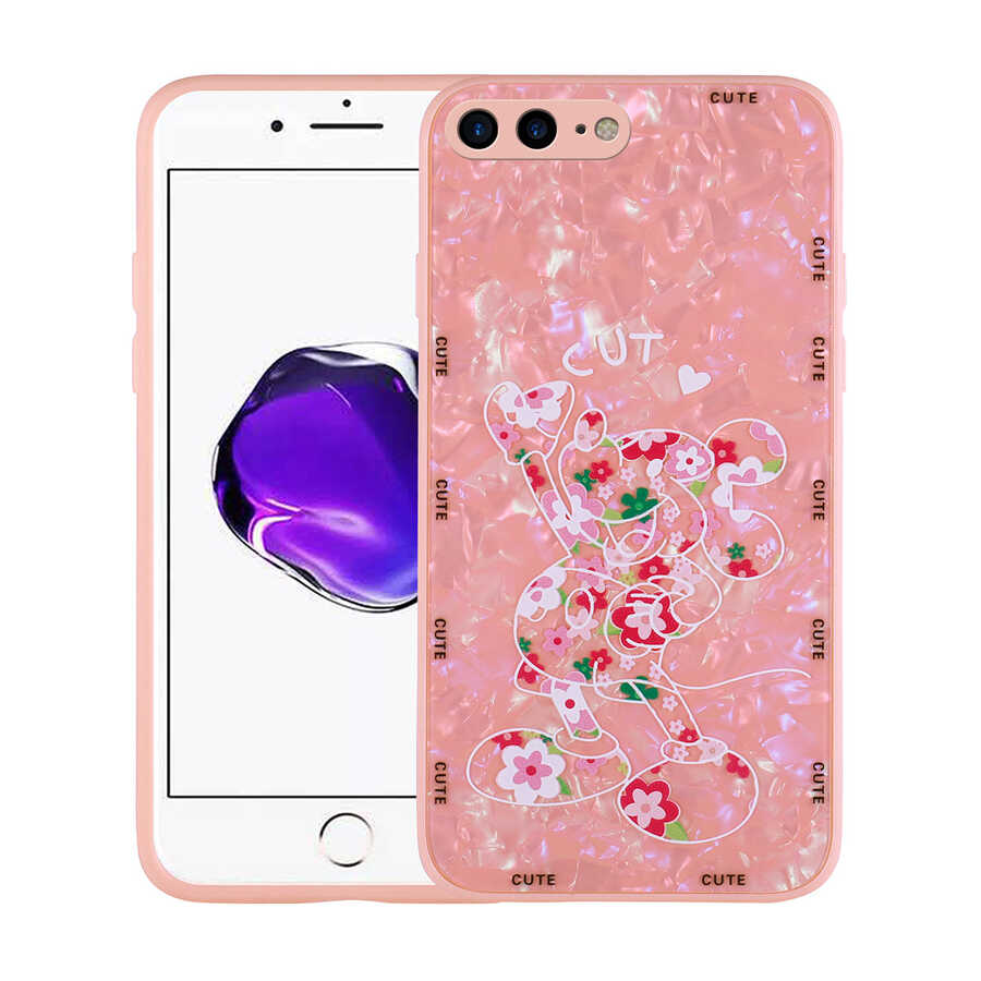 iPhone%20Uyumlu%207%20Plus%20Kılıf%20Desenli%20Sert%20Silikon%20Zore%20Mumila%20Kapak-Pink%20mouse