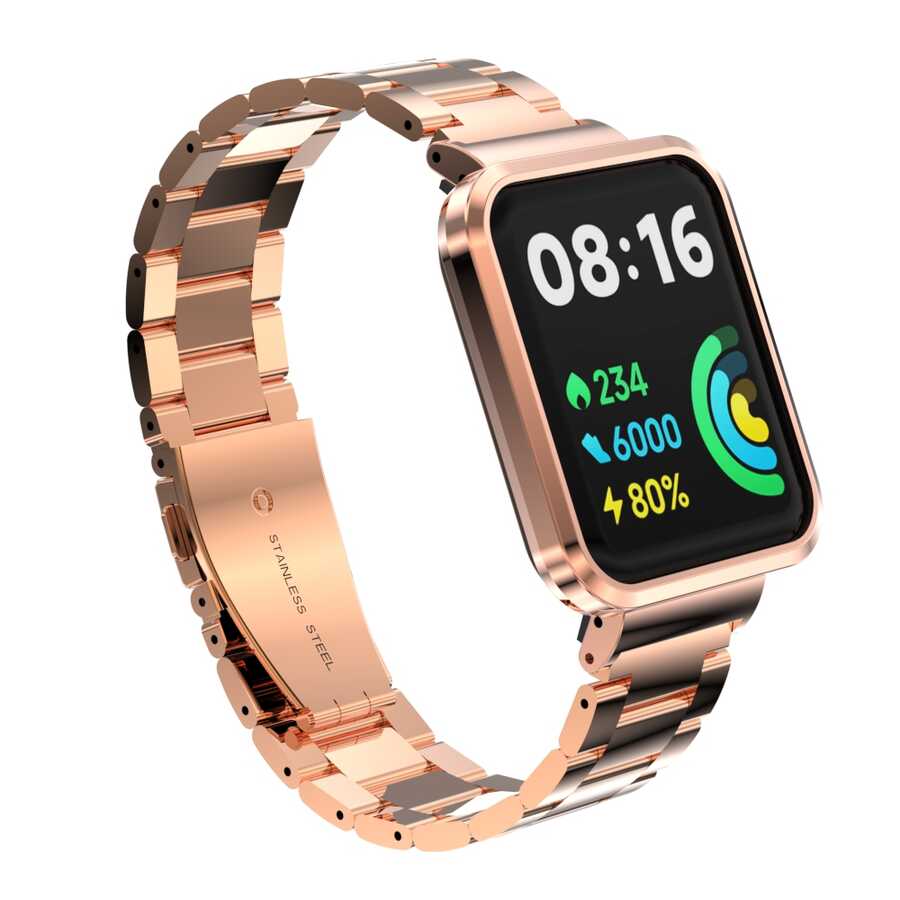 Xiaomi%20Uyumlu%20%20Redmi%20Watch%202%20Lite%20Zore%20KRD-60%20Metal%20Kordon-Rose%20gold