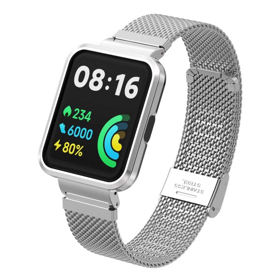 Xiaomi%20Uyumlu%20%20Redmi%20Watch%202%20Lite%20Zore%20KRD-66%20Metal%20Kordon-Gümüş