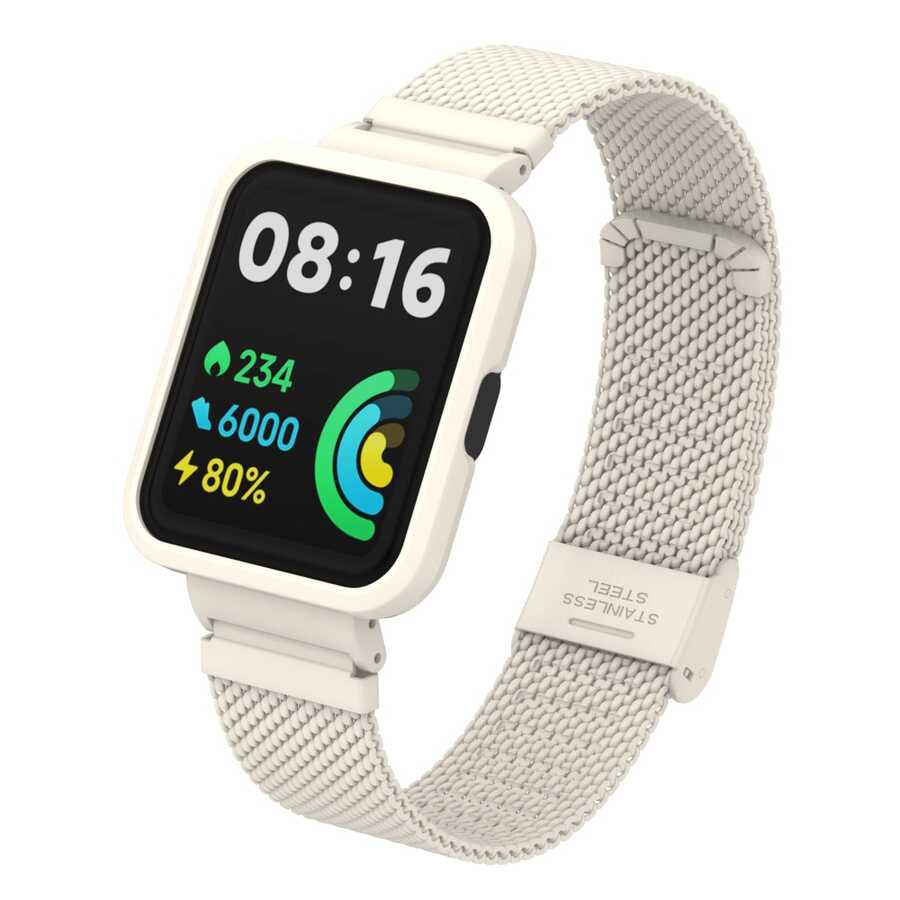 Xiaomi%20Uyumlu%20%20Redmi%20Watch%202%20Lite%20Zore%20KRD-66%20Metal%20Kordon-Krem