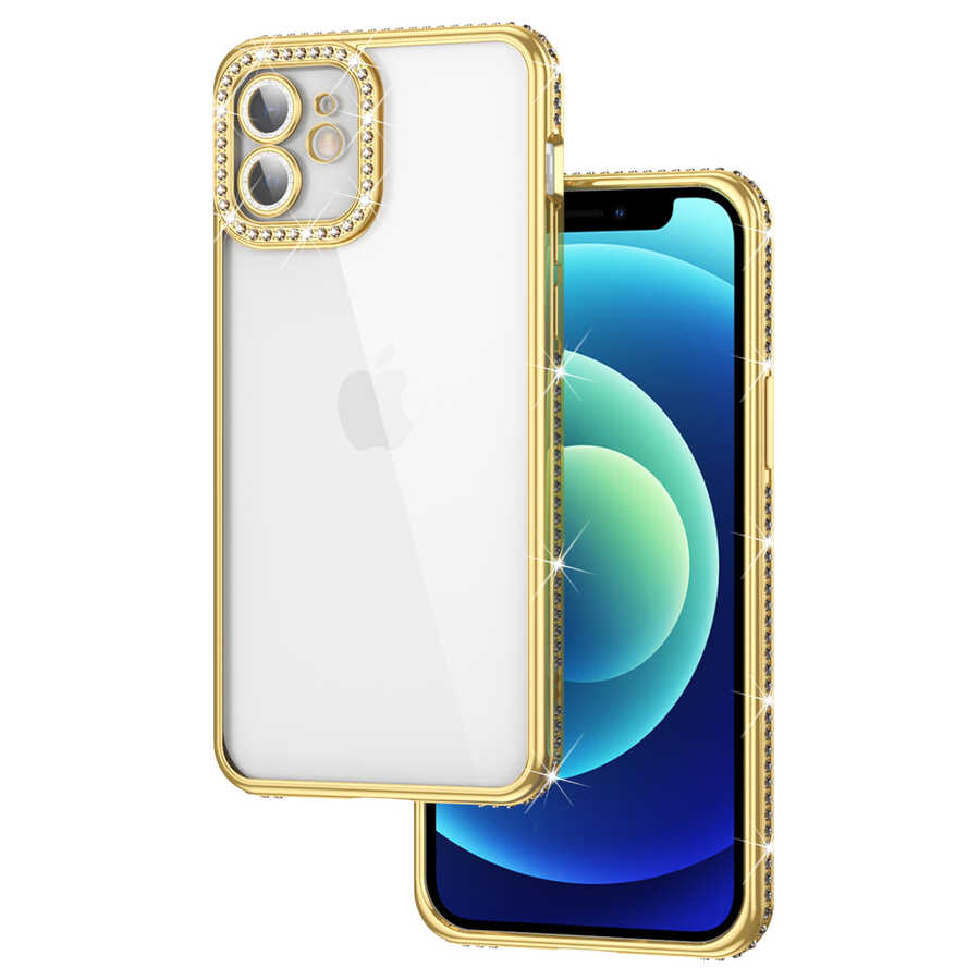 iPhone%20Uyumlu%2011%20Kılıf%20Kamera%20Korumalı%20Taşlı%20Zore%20Mina%20Kapak-Gold