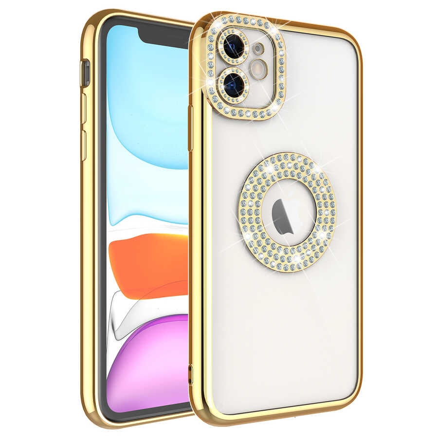 iPhone%20Uyumlu%2011%20Kılıf%20Kamera%20Korumalı%20Taş%20Süslemeli%20Arkası%20Şeffaf%20Zore%20Asya%20Kapak-Gold