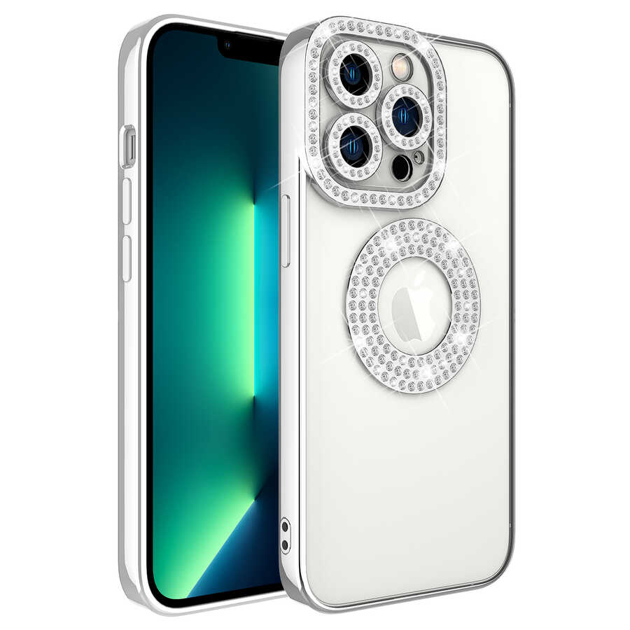 iPhone%20Uyumlu%2013%20Pro%20Kılıf%20Kamera%20Korumalı%20Taş%20Süslemeli%20Arkası%20Şeffaf%20Zore%20Asya%20Kapak