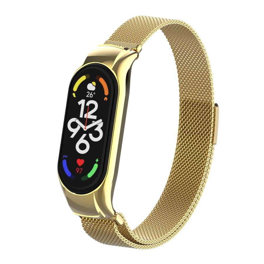 Xiaomi%20Uyumlu%20%20Mi%20Band%207%20Zore%20KRD-01%20Metal%20Kordon-Gold