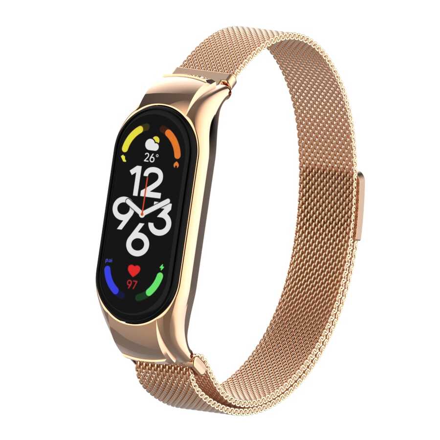 Xiaomi%20Uyumlu%20%20Mi%20Band%207%20Zore%20KRD-01%20Metal%20Kordon-Rose%20gold