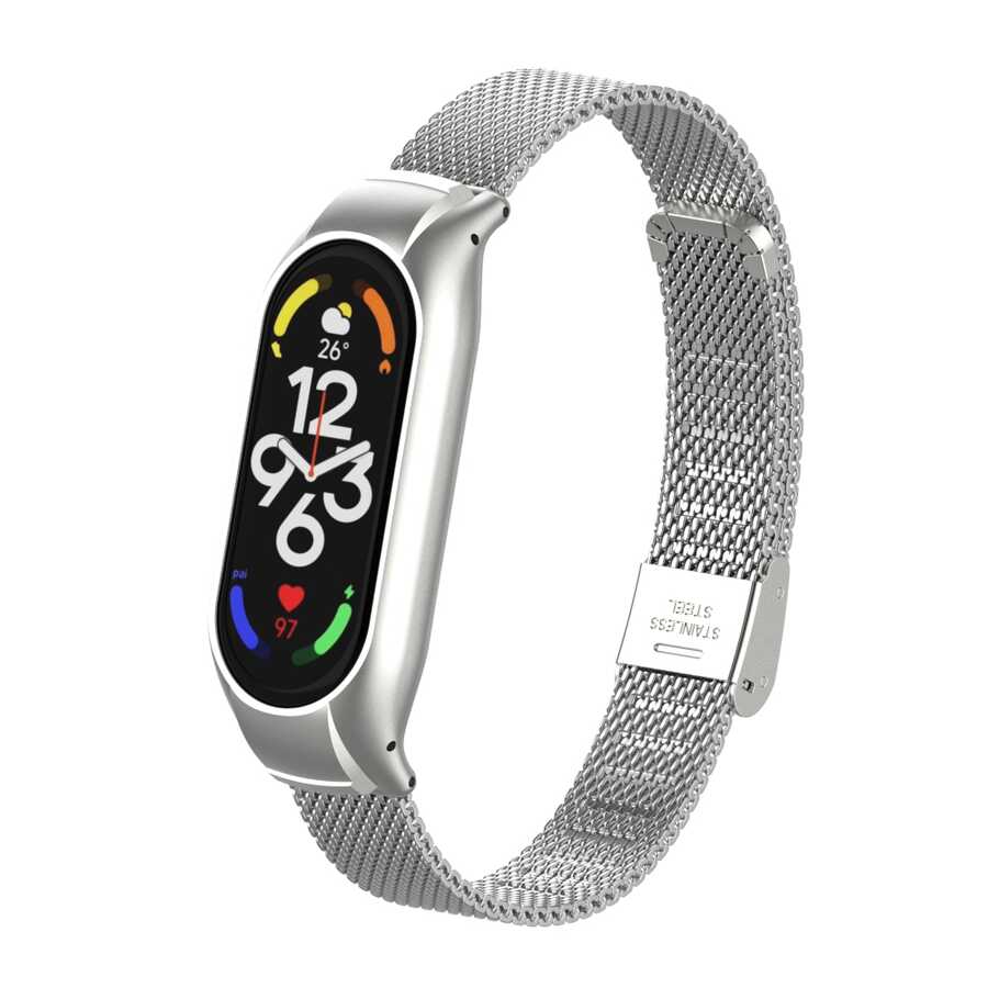 Xiaomi%20Uyumlu%20%20Mi%20Band%207%20KRD-06%20Metal%20Kordon-Gümüş