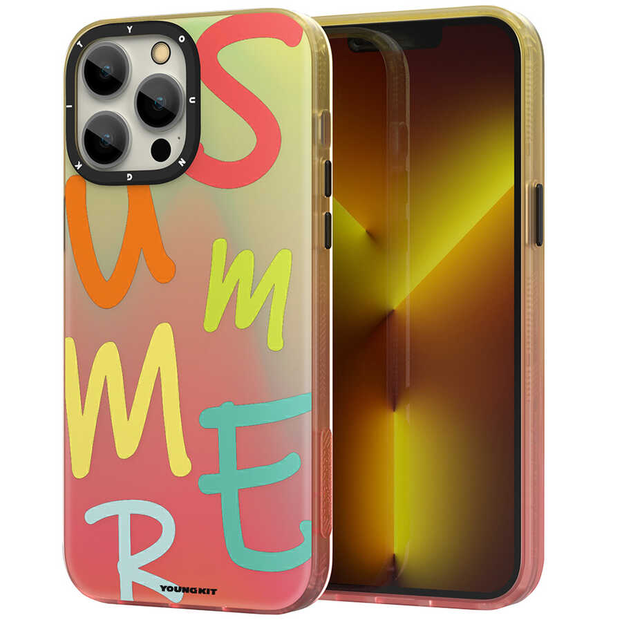 iPhone%20Uyumlu%2013%20Pro%20Kılıf%20YoungKit%20Summer%20Serisi%20Kapak-Turuncu