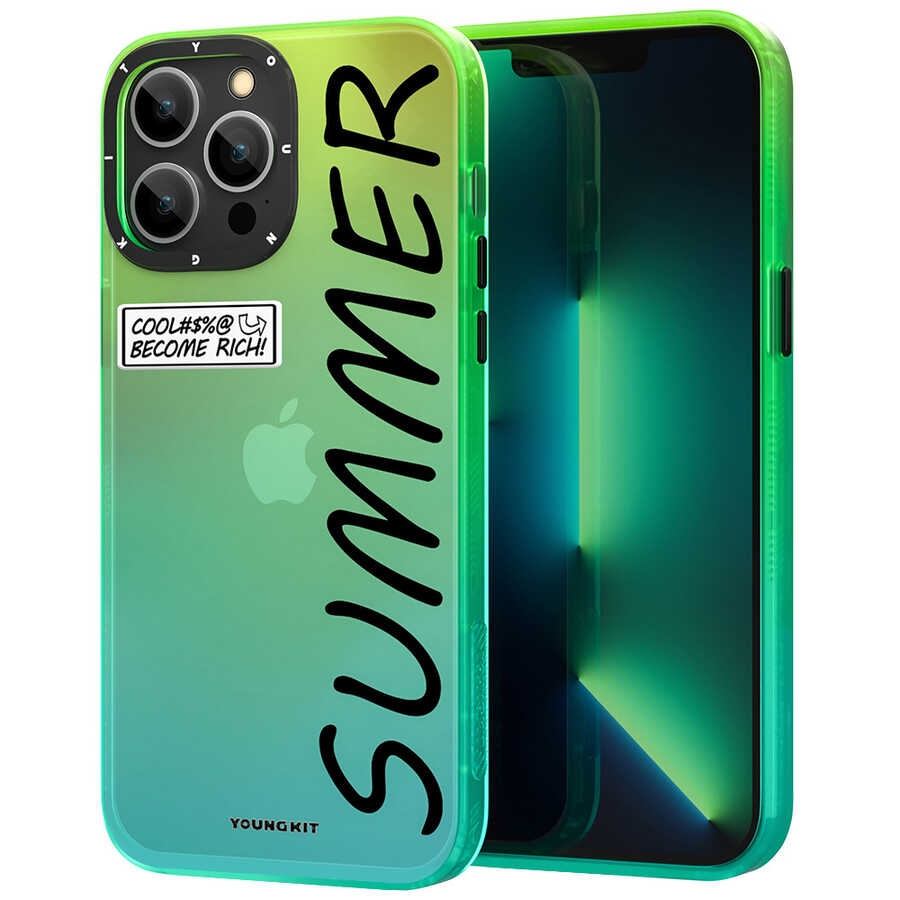 iPhone%20Uyumlu%2013%20Pro%20Kılıf%20YoungKit%20Summer%20Serisi%20Kapak-Yeşil