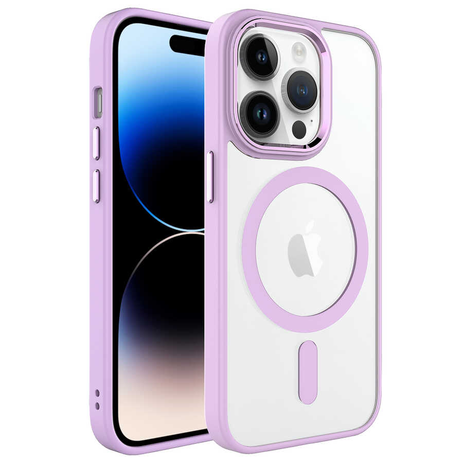 iPhone%20Uyumlu%2014%20Pro%20Kılıf%20Wireless%20Şarj%20Özellikli%20Zore%20Krom%20Magsafe%20Silikon%20Kapak-Pembe%20açık