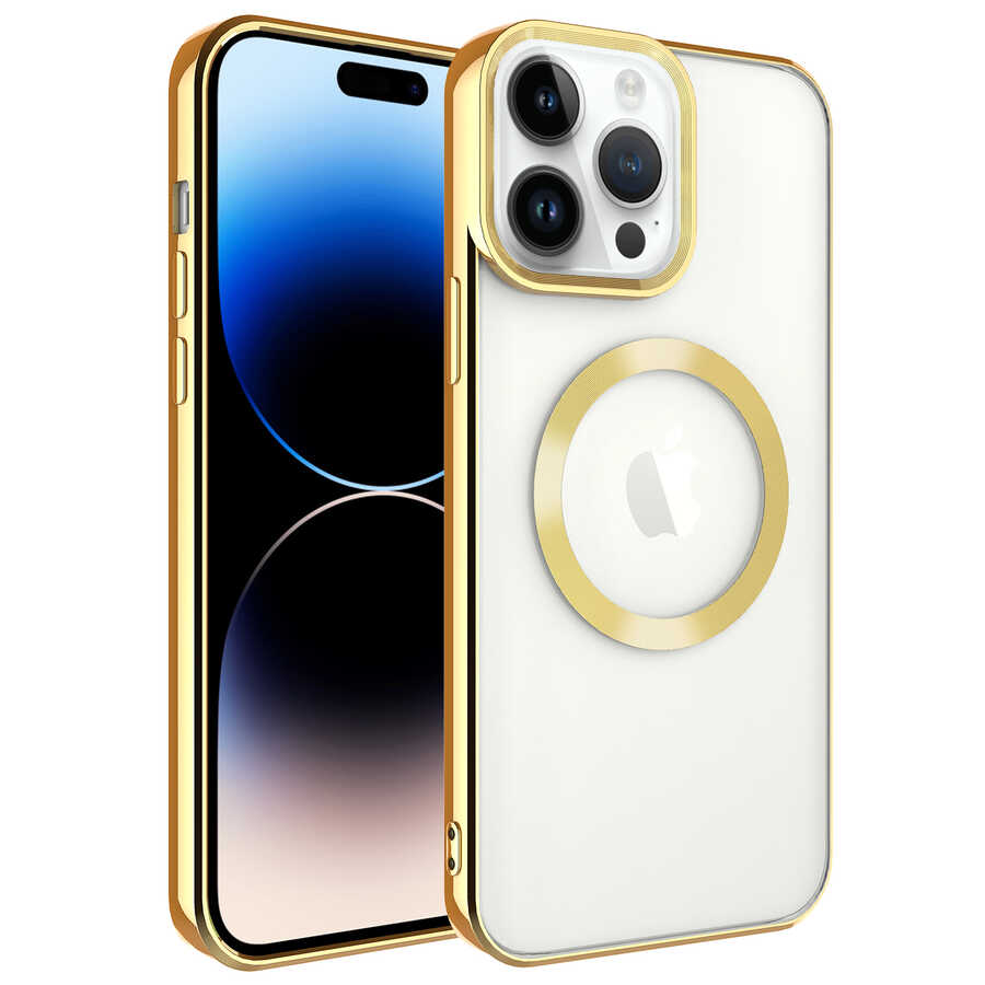 iPhone%20Uyumlu%2014%20Pro%20Kılıf%20Magsafe%20Wireless%20Şarj%20Özellikli%20Zore%20Setro%20Silikon-Gold