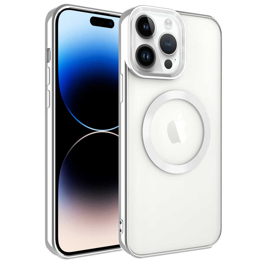 iPhone%20Uyumlu%2014%20Pro%20Kılıf%20Magsafe%20Wireless%20Şarj%20Özellikli%20Zore%20Setro%20Silikon-Gümüş