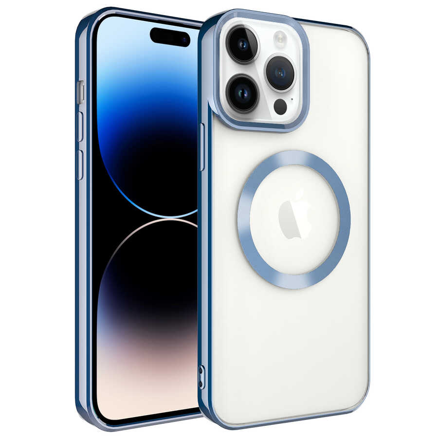 iPhone%20Uyumlu%2014%20Pro%20Kılıf%20Magsafe%20Wireless%20Şarj%20Özellikli%20Zore%20Setro%20Silikon-Mavi