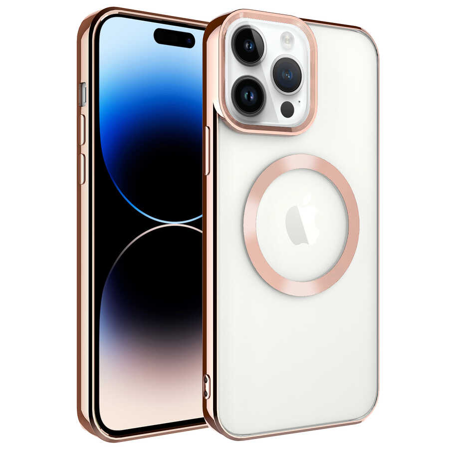 iPhone%20Uyumlu%2014%20Pro%20Kılıf%20Magsafe%20Wireless%20Şarj%20Özellikli%20Zore%20Setro%20Silikon-Rose%20gold