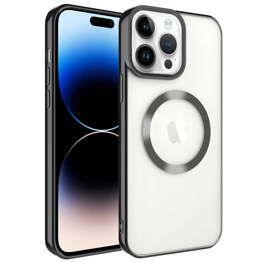 iPhone%20Uyumlu%2014%20Pro%20Kılıf%20Magsafe%20Wireless%20Şarj%20Özellikli%20Zore%20Setro%20Silikon-Siyah