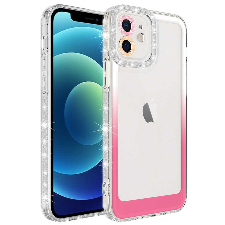 iPhone%20Uyumlu%2011%20Kılıf%20Simli%20ve%20Renk%20Geçiş%20Tasarımlı%20Lens%20Korumalı%20Zore%20Park%20Kapak-Beyaz-pembe