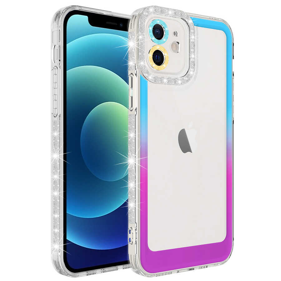 iPhone%20Uyumlu%2011%20Kılıf%20Simli%20ve%20Renk%20Geçiş%20Tasarımlı%20Lens%20Korumalı%20Zore%20Park%20Kapak-Mavi-mor