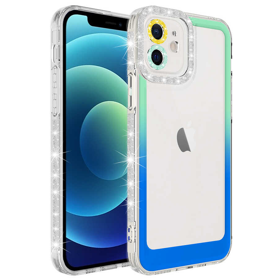 iPhone%20Uyumlu%2011%20Kılıf%20Simli%20ve%20Renk%20Geçiş%20Tasarımlı%20Lens%20Korumalı%20Zore%20Park%20Kapak-Yeşil-mavi