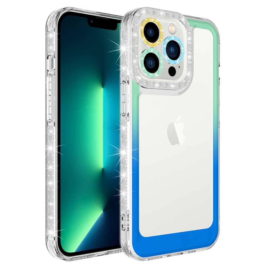 iPhone%20Uyumlu%2012%20Pro%20Kılıf%20Simli%20ve%20Renk%20Geçiş%20Tasarımlı%20Lens%20Korumalı%20Zore%20Park%20Kapak-Yeşil-mavi