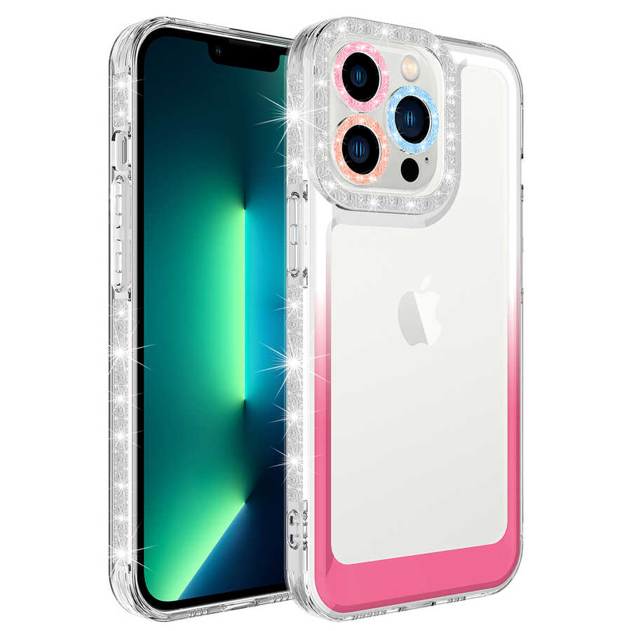 iPhone%20Uyumlu%2012%20Pro%20Max%20Kılıf%20Simli%20ve%20Renk%20Geçiş%20Tasarımlı%20Lens%20Korumalı%20Zore%20Park%20Kapak-Beyaz-pembe