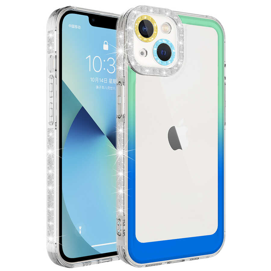 iPhone%20Uyumlu%2013%20Kılıf%20Simli%20ve%20Renk%20Geçiş%20Tasarımlı%20Lens%20Korumalı%20Zore%20Park%20Kapak-Yeşil-mavi