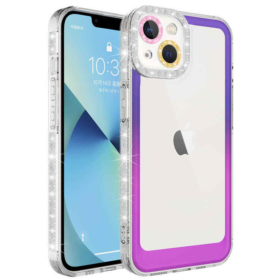 iPhone%20Uyumlu%2014%20Kılıf%20Simli%20ve%20Renk%20Geçiş%20Tasarımlı%20Lens%20Korumalı%20Zore%20Park%20Kapak-Mor-pembe