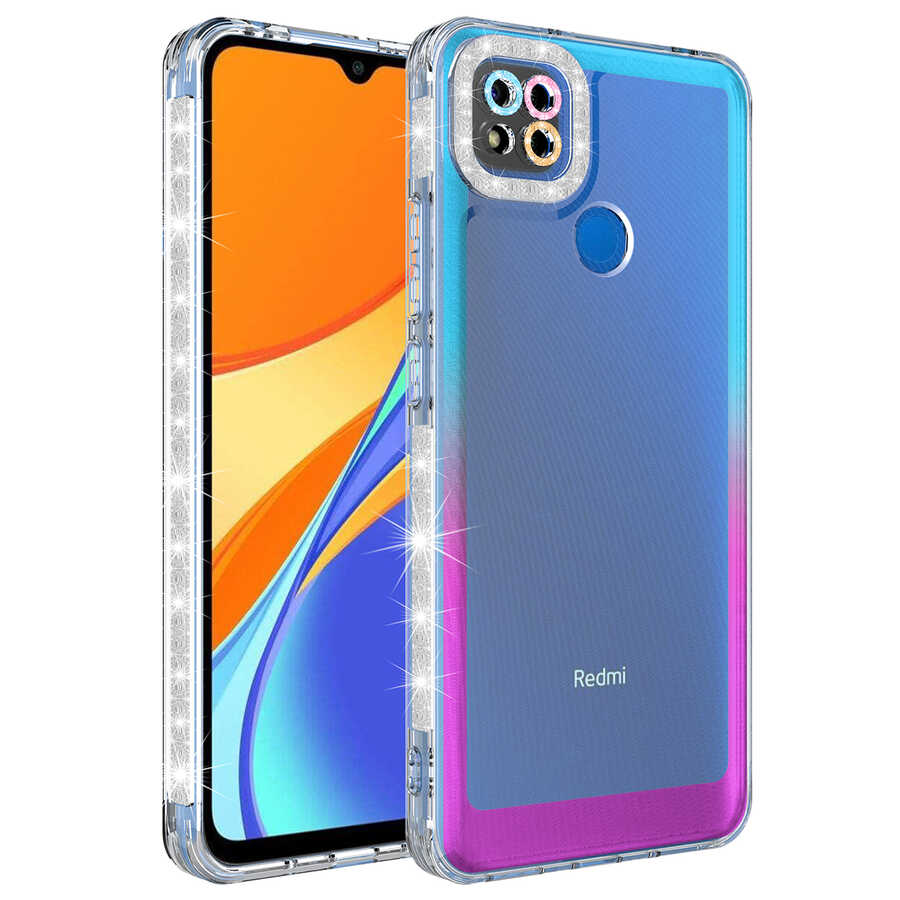 Xiaomi%20Uyumlu%20%20Redmi%209C%20Kılıf%20Simli%20ve%20Renk%20Geçiş%20Tasarımlı%20Lens%20Korumalı%20Zore%20Park%20Kapak-Mavi-mor