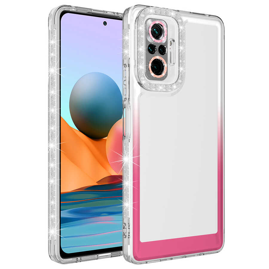 Xiaomi%20Uyumlu%20%20Redmi%20Note%2010%20Pro%20Kılıf%20Simli%20ve%20Renk%20Geçiş%20Tasarımlı%20Lens%20Korumalı%20Zore%20Park%20Kapak-Beyaz-pembe