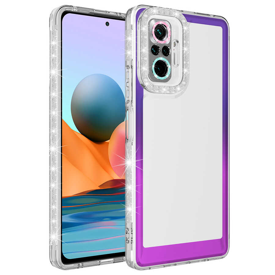 Xiaomi%20Uyumlu%20%20Redmi%20Note%2010%20Pro%20Kılıf%20Simli%20ve%20Renk%20Geçiş%20Tasarımlı%20Lens%20Korumalı%20Zore%20Park%20Kapak-Mor-pembe