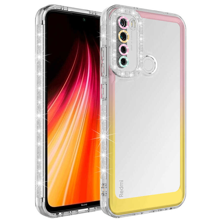 Xiaomi%20Uyumlu%20%20Redmi%20Note%208%20Kılıf%20Simli%20ve%20Renk%20Geçiş%20Tasarımlı%20Lens%20Korumalı%20Zore%20Park%20Kapak-Pembe-sarı