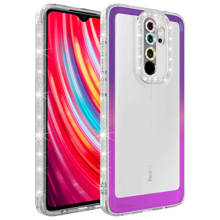 Xiaomi%20Uyumlu%20%20Redmi%20Note%208%20Pro%20Kılıf%20Simli%20ve%20Renk%20Geçiş%20Tasarımlı%20Lens%20Korumalı%20Zore%20Park%20Kapak-Mor-pembe