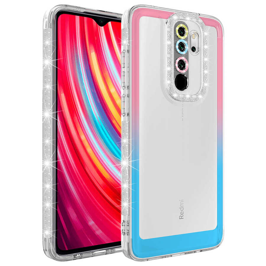 Xiaomi%20Uyumlu%20%20Redmi%20Note%208%20Pro%20Kılıf%20Simli%20ve%20Renk%20Geçiş%20Tasarımlı%20Lens%20Korumalı%20Zore%20Park%20Kapak-Pembe-mavi