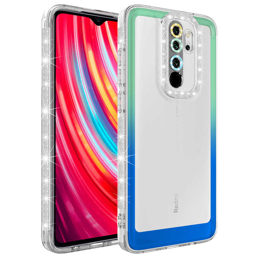 Xiaomi%20Uyumlu%20%20Redmi%20Note%208%20Pro%20Kılıf%20Simli%20ve%20Renk%20Geçiş%20Tasarımlı%20Lens%20Korumalı%20Zore%20Park%20Kapak-Yeşil-mavi