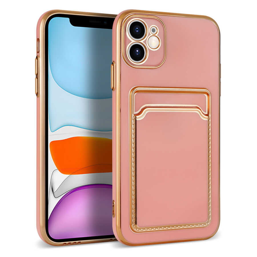 iPhone%20Uyumlu%2011%20Kılıf%20Zore%20Bark%20Kartlıklı%20Kapak-Rose%20gold