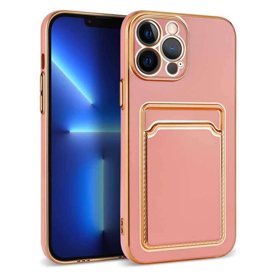 iPhone%20Uyumlu%2012%20Pro%20Kılıf%20Zore%20Bark%20Kartlıklı%20Kapak-Rose%20gold