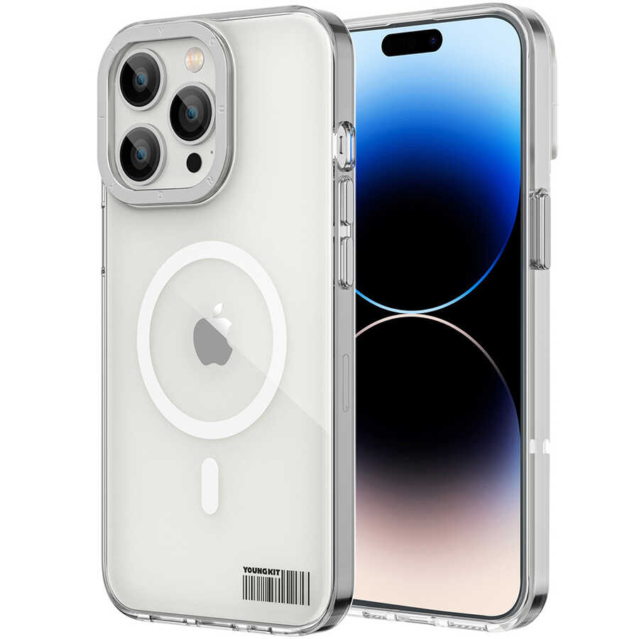 iPhone%20Uyumlu%2014%20Pro%20Kılıf%20Magsafe%20Şarj%20Özellikli%20Youngkit%20Coloured%20Glaze%20Serisi%20Kapak-Beyaz