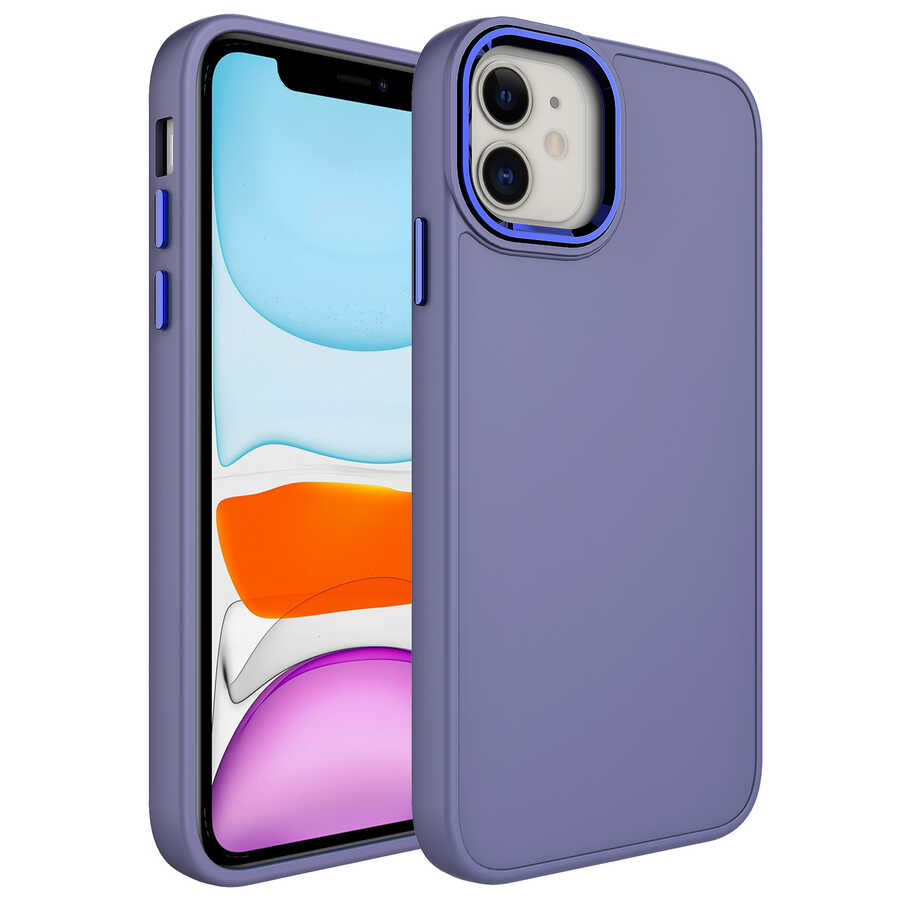 iPhone%20Uyumlu%2011%20Kılıf%20Metal%20Çerçeve%20ve%20Buton%20Tasarımlı%20Silikon%20Zore%20Luna%20Kapak-Lavendery%20gray