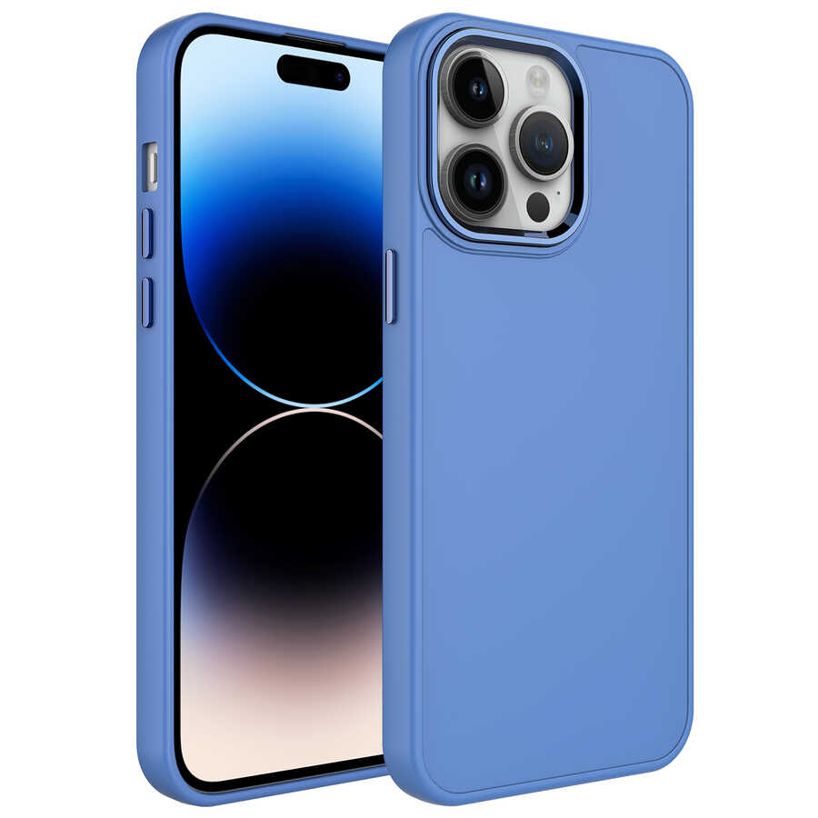 iPhone%20Uyumlu%2013%20Pro%20Kılıf%20Metal%20Çerçeve%20ve%20Buton%20Tasarımlı%20Silikon%20Zore%20Luna%20Kapak-Lavendery%20gray