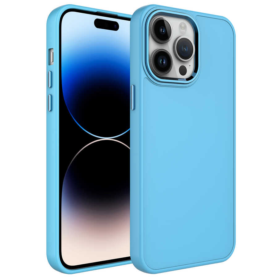 iPhone%20Uyumlu%2013%20Pro%20Kılıf%20Metal%20Çerçeve%20ve%20Buton%20Tasarımlı%20Silikon%20Zore%20Luna%20Kapak-Sierra%20mavi