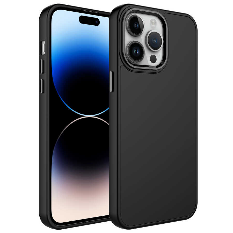 iPhone%20Uyumlu%2014%20Pro%20Kılıf%20Metal%20Çerçeve%20ve%20Buton%20Tasarımlı%20Silikon%20Zore%20Luna%20Kapak