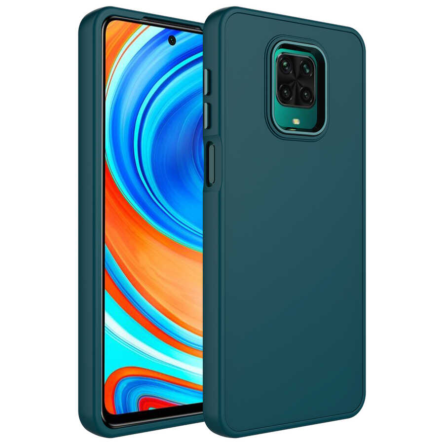 Xiaomi%20Uyumlu%20%20Redmi%20Note%209S%20Kılıf%20Metal%20Çerçeve%20ve%20Buton%20Tasarımlı%20Silikon%20Zore%20Luna%20Kapak-Koyu%20yeşil