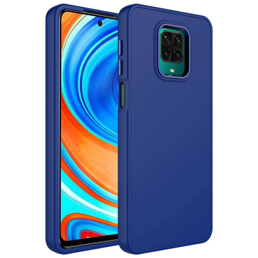 Xiaomi%20Uyumlu%20%20Redmi%20Note%209S%20Kılıf%20Metal%20Çerçeve%20ve%20Buton%20Tasarımlı%20Silikon%20Zore%20Luna%20Kapak-Lacivert