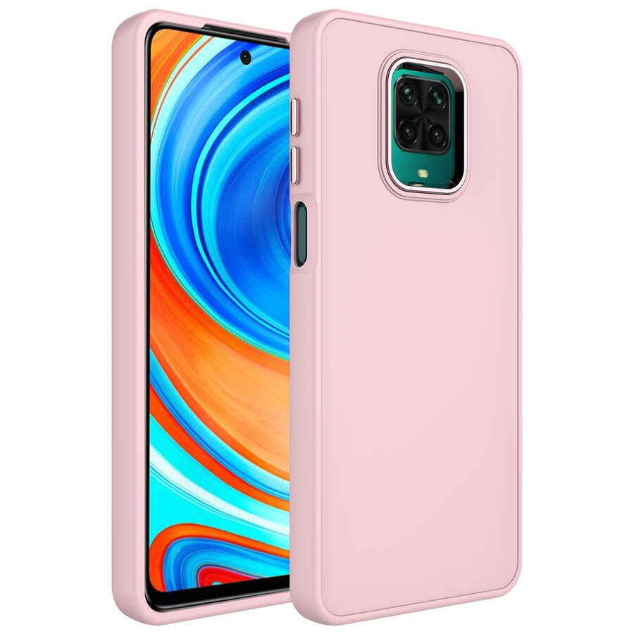 Xiaomi%20Uyumlu%20%20Redmi%20Note%209S%20Kılıf%20Metal%20Çerçeve%20ve%20Buton%20Tasarımlı%20Silikon%20Zore%20Luna%20Kapak-Pembe