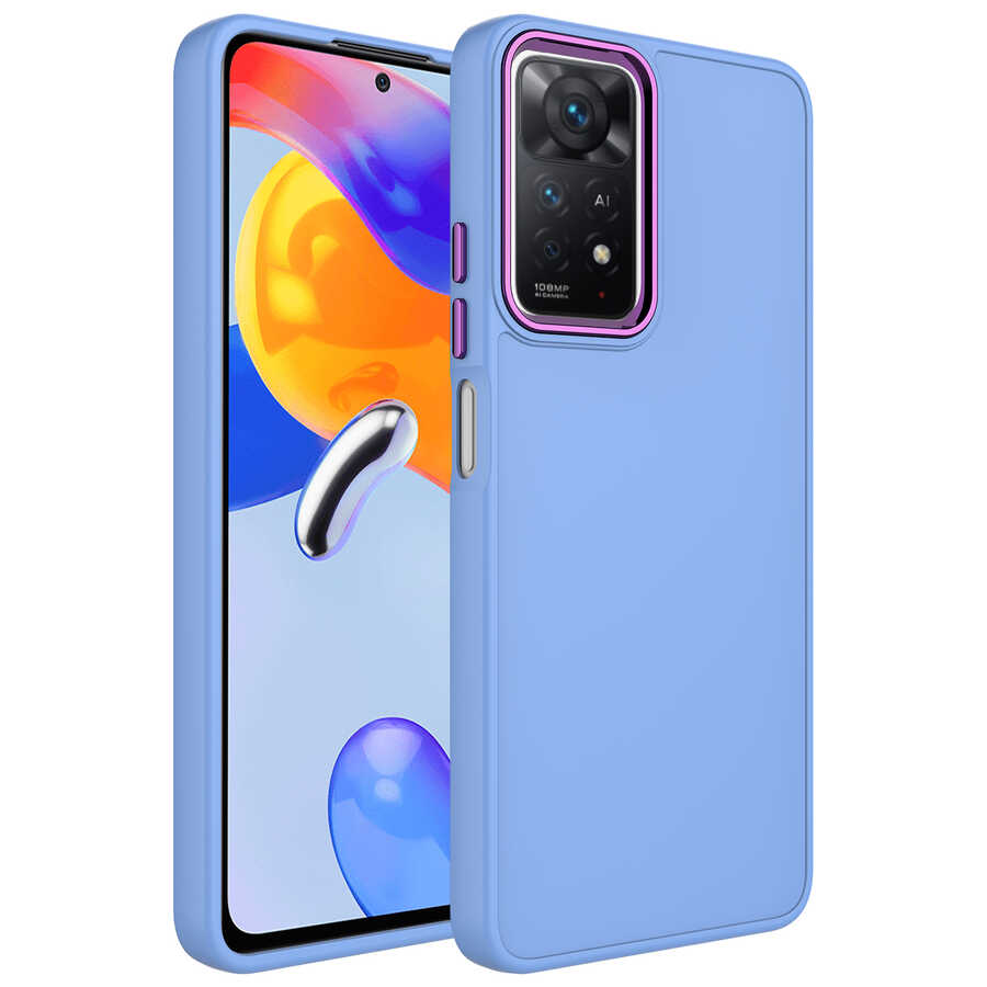 Xiaomi%20Uyumlu%20%20Redmi%20Note%2011%20Global%20Kılıf%20Metal%20Çerçeve%20ve%20Buton%20Tasarımlı%20Silikon%20Zore%20Luna%20Kapak-Lila