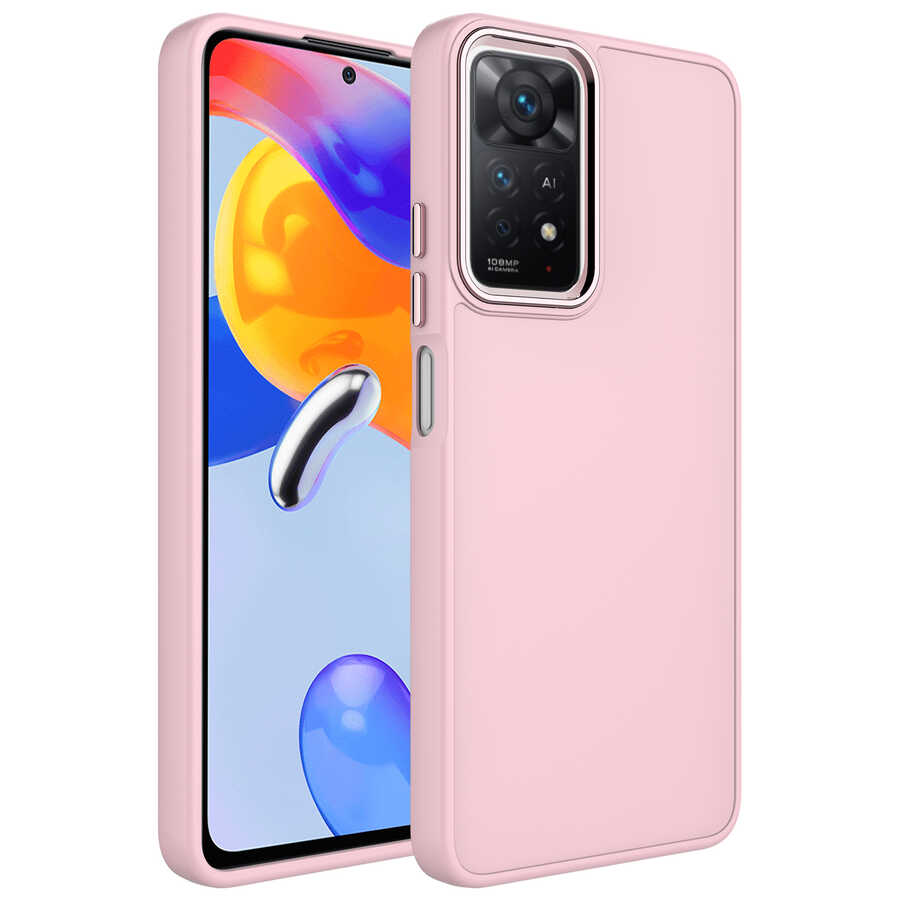 Xiaomi%20Uyumlu%20%20Redmi%20Note%2011%20Global%20Kılıf%20Metal%20Çerçeve%20ve%20Buton%20Tasarımlı%20Silikon%20Zore%20Luna%20Kapak-Pembe