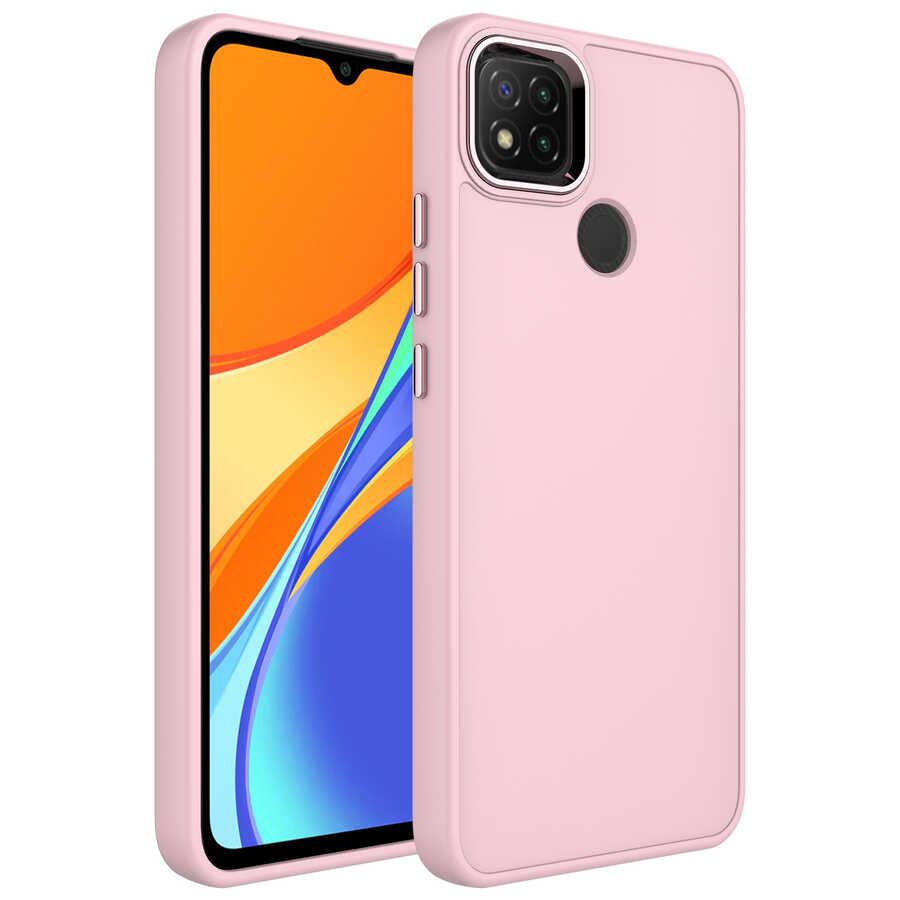 Xiaomi%20Uyumlu%20%20Redmi%2010A%20Kılıf%20Metal%20Çerçeve%20ve%20Buton%20Tasarımlı%20Silikon%20Zore%20Luna%20Kapak-Pembe