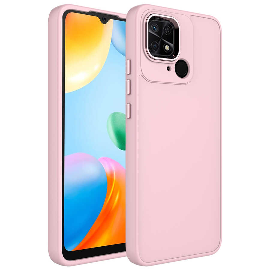 Xiaomi%20Uyumlu%20%20Redmi%2010C%20Kılıf%20Metal%20Çerçeve%20ve%20Buton%20Tasarımlı%20Silikon%20Zore%20Luna%20Kapak-Pembe