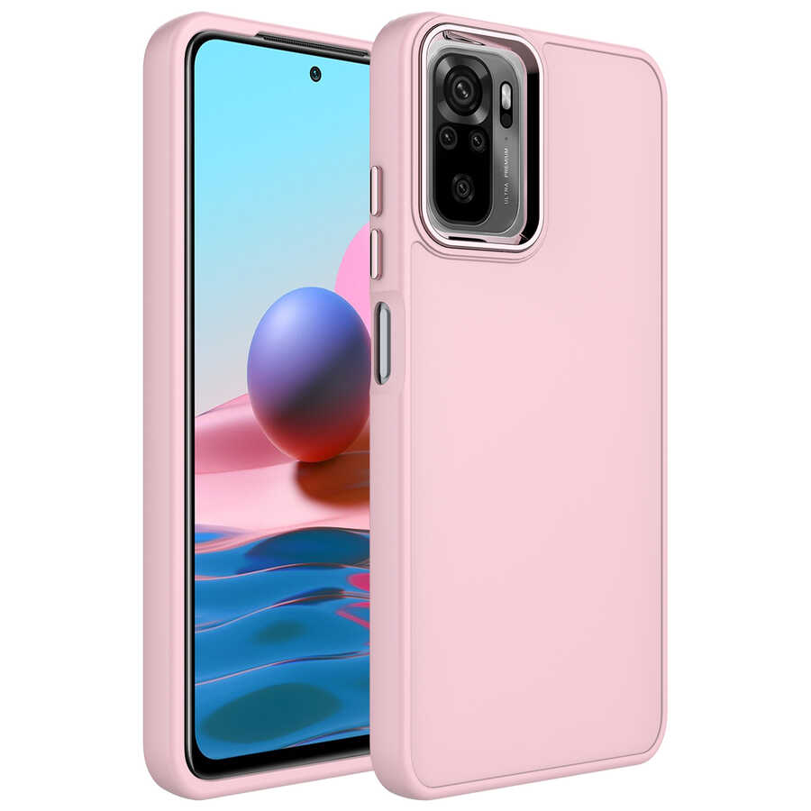 Xiaomi%20Uyumlu%20%20Redmi%20Note%2010S%20Kılıf%20Metal%20Çerçeve%20ve%20Buton%20Tasarımlı%20Silikon%20Zore%20Luna%20Kapak-Pembe