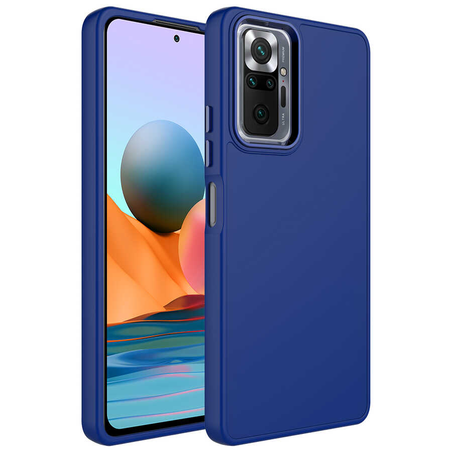 Xiaomi%20Uyumlu%20%20Redmi%20Note%2010%20Pro%20Kılıf%20Metal%20Çerçeve%20ve%20Buton%20Tasarımlı%20Silikon%20Zore%20Luna%20Kapak-Lacivert