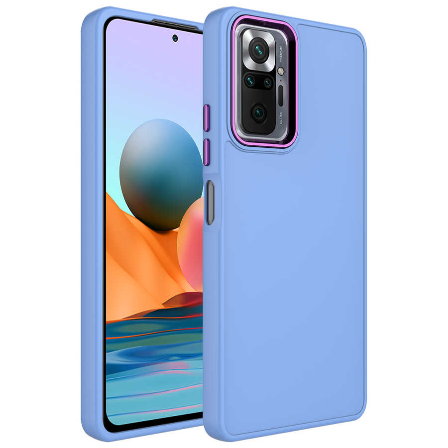 Xiaomi%20Uyumlu%20%20Redmi%20Note%2010%20Pro%20Kılıf%20Metal%20Çerçeve%20ve%20Buton%20Tasarımlı%20Silikon%20Zore%20Luna%20Kapak-Lila