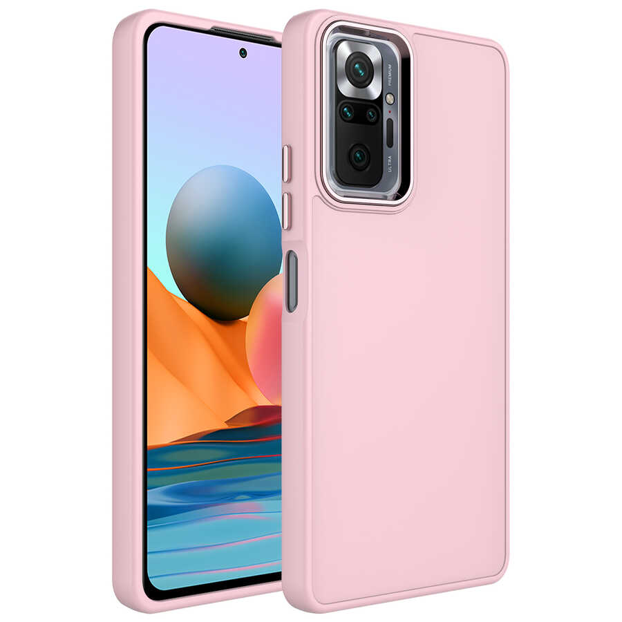 Xiaomi%20Uyumlu%20%20Redmi%20Note%2010%20Pro%20Kılıf%20Metal%20Çerçeve%20ve%20Buton%20Tasarımlı%20Silikon%20Zore%20Luna%20Kapak-Pembe